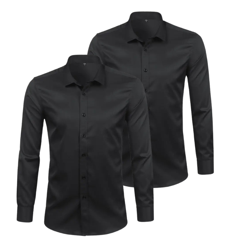 HEMD MIT STRETCHANTEIL | ELASTECH 2ER-PACK SCHWARZ