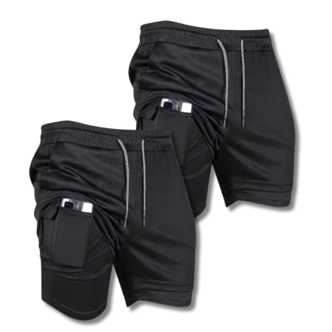 KOMPRESSIONSSHORTS AUS DRYFIT-MATERIAL | GYM SHORT 2ER-PACK