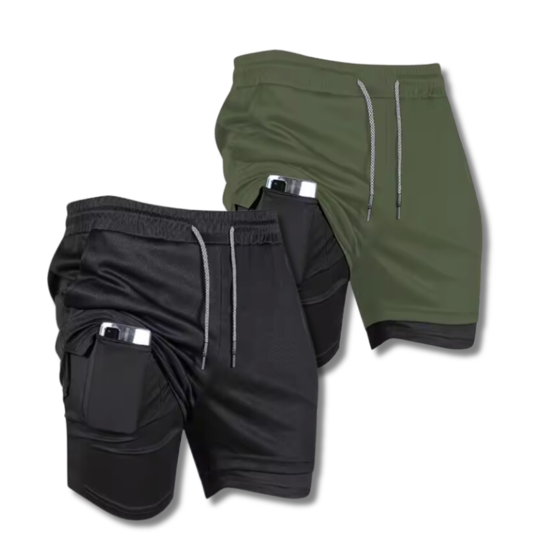 KOMPRESSIONSSHORTS AUS DRYFIT-MATERIAL | GYM SHORT 2ER-PACK