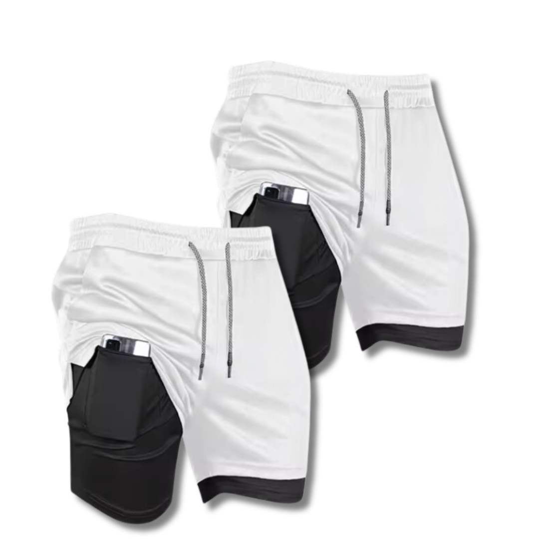 KOMPRESSIONSSHORTS AUS DRYFIT-MATERIAL | GYM SHORT 2ER-PACK