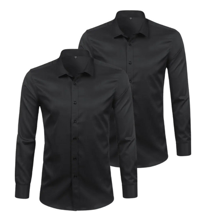 HEMD MIT STRETCHANTEIL | ELASTECH 2ER-PACK SCHWARZ