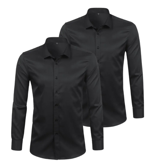HEMD MIT STRETCHANTEIL | ELASTECH 2ER-PACK SCHWARZ