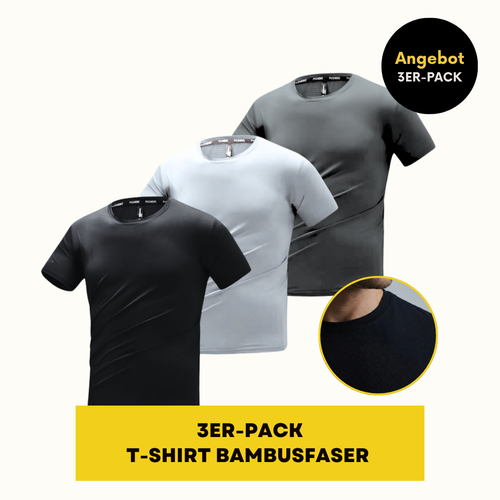 T-SHIRT AUS BAMBUSFASER | BAMBUSSHIRT 3ER-PACK MIX