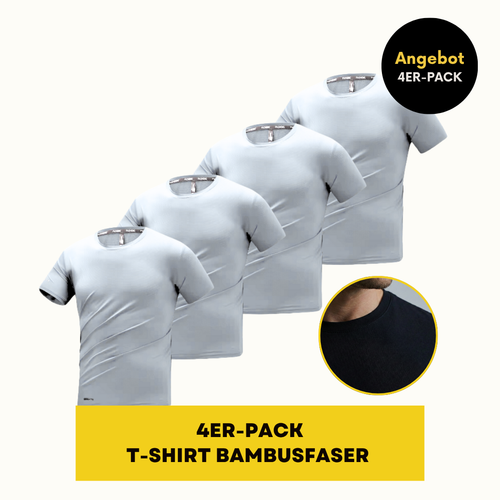T-SHIRT AUS BAMBUSFASER | BAMBUSSHIRT 4ER-PACK WEIß