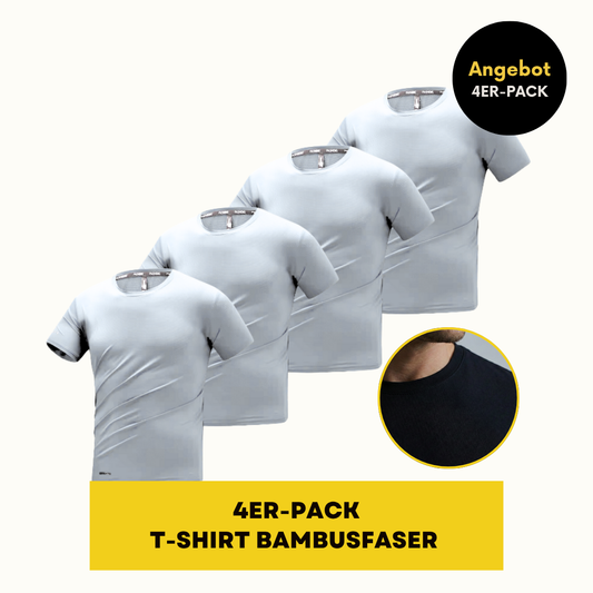 T-SHIRT AUS BAMBUSFASER | BAMBUSSHIRT 4ER-PACK WEIß