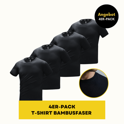 T-SHIRT AUS BAMBUSFASER | BAMBUSSHIRT 4ER-PACK SCHWARZ