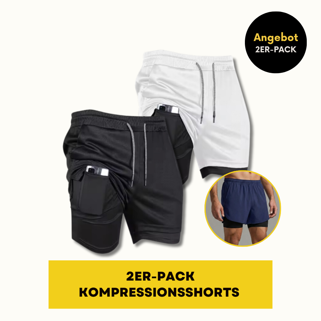 KOMPRESSIONSSHORTS AUS DRYFIT-MATERIAL | GYM SHORT 2ER-PACK