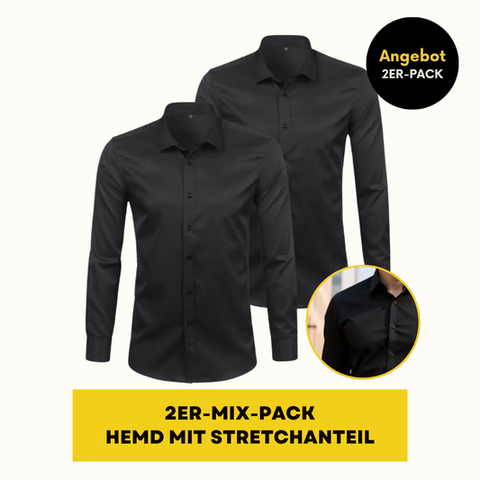 HEMD MIT STRETCHANTEIL | ELASTECH 2ER-PACK SCHWARZ
