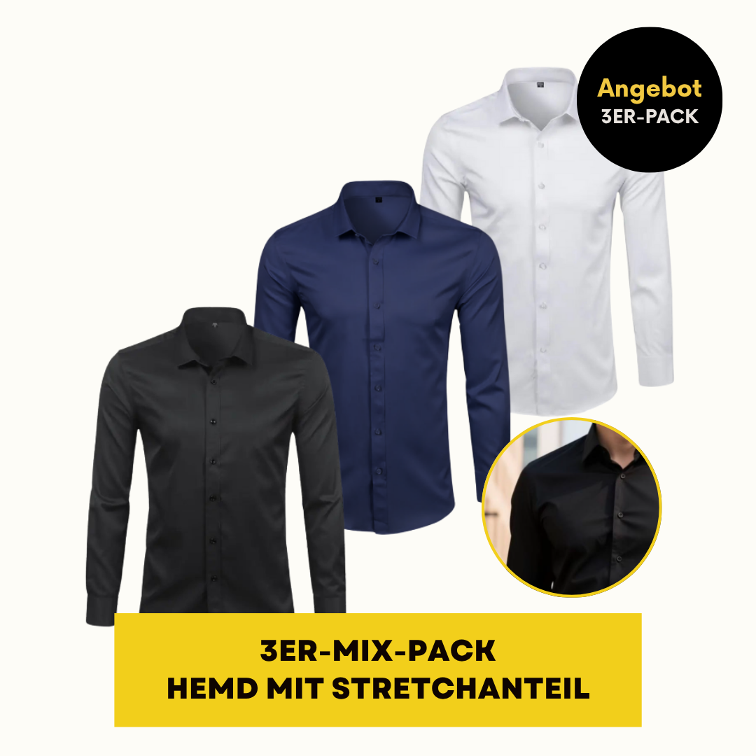 HEMD MIT STRETCHANTEIL | ELASTECH 3ER-PACK MIX