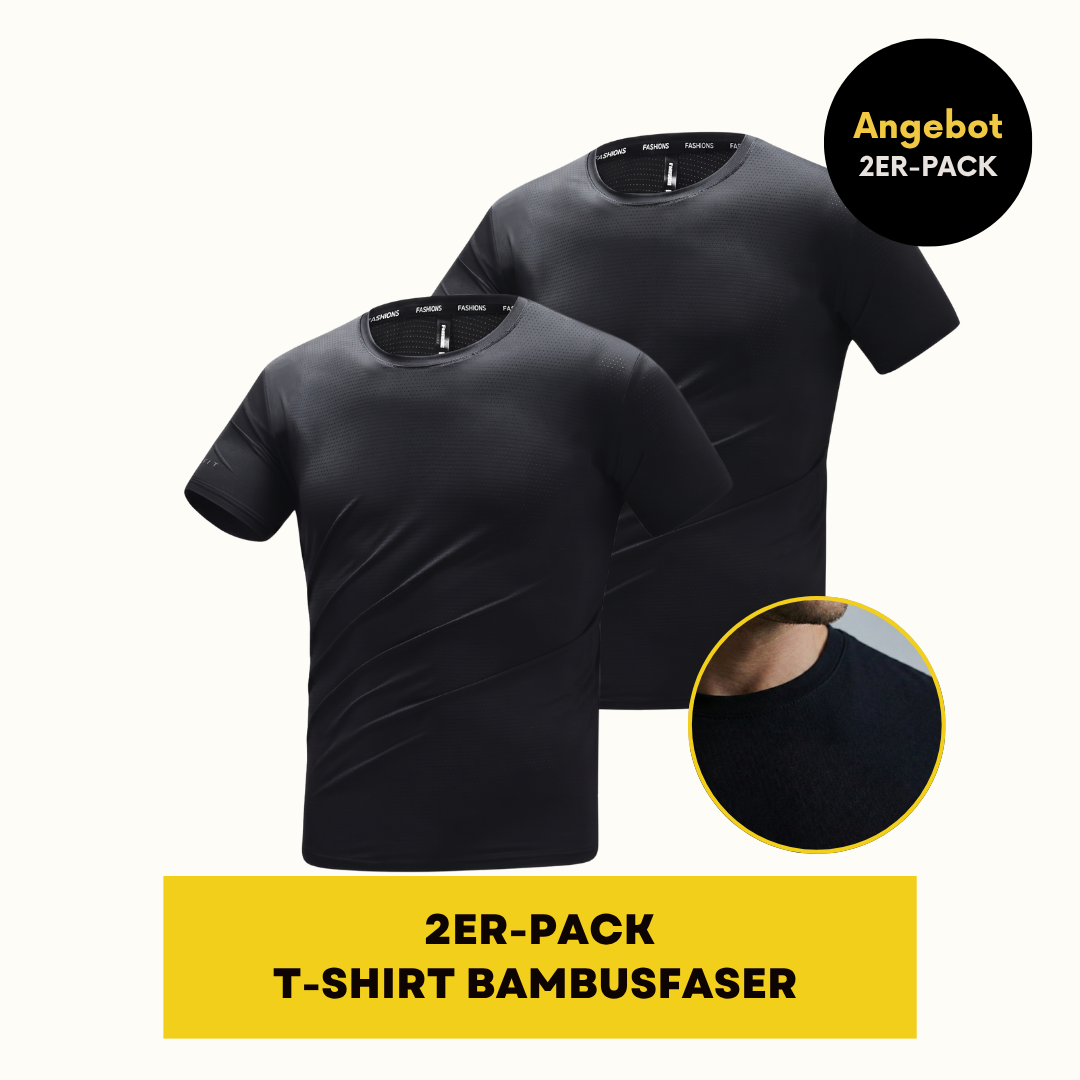 T-SHIRT AUS BAMBUSFASER | BAMBUSSHIRT 2ER-PACK SCHWARZ