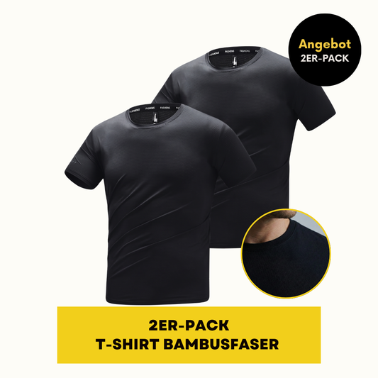 T-SHIRT AUS BAMBUSFASER | BAMBUSSHIRT 2ER-PACK SCHWARZ