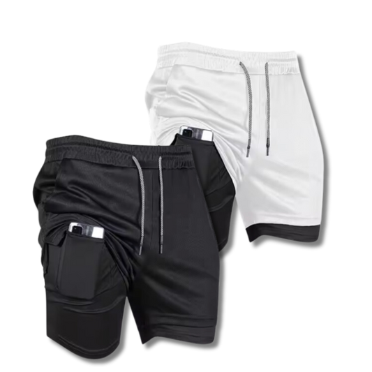 KOMPRESSIONSSHORTS AUS DRYFIT-MATERIAL | GYM SHORT 2ER-PACK